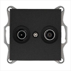 Изображение Розетка TV+FM Φ9.5mm оконечная с накладкой, цвет Антрацит